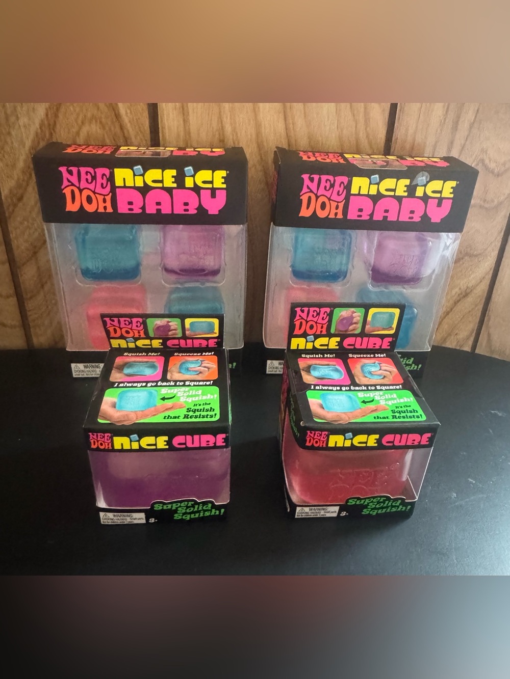 Nice Ice Doh Baby Nice Cube Squishy Toy - Blue, Purple, Pink (lot of 4)